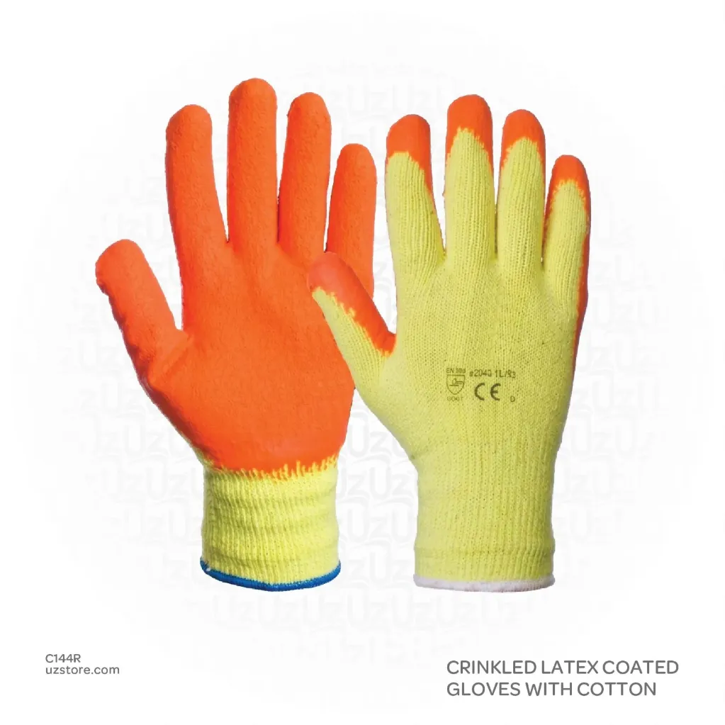 [C144R] Crinkled Latex Coated Gloves With Cotton