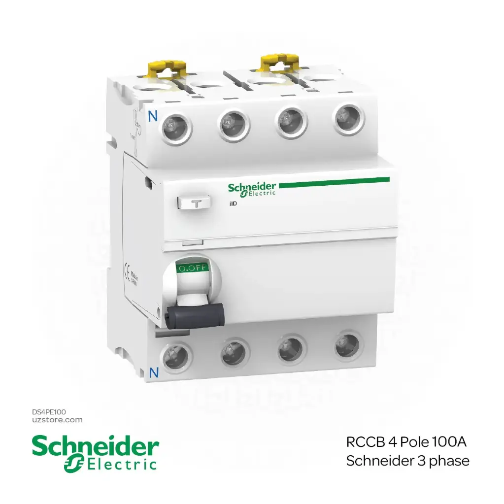 RCCB 4 Pole 100A Schneider 3 phase (A9R12491)