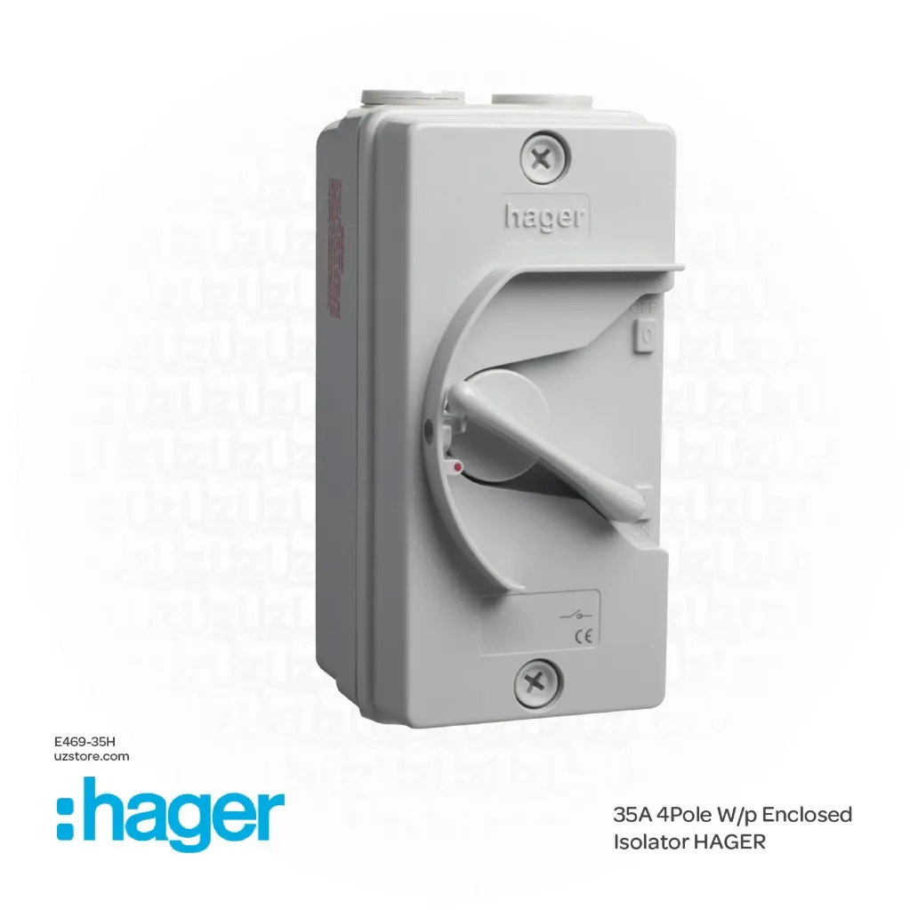 35A 4Pole W/p Enclosed Isolator HAGER