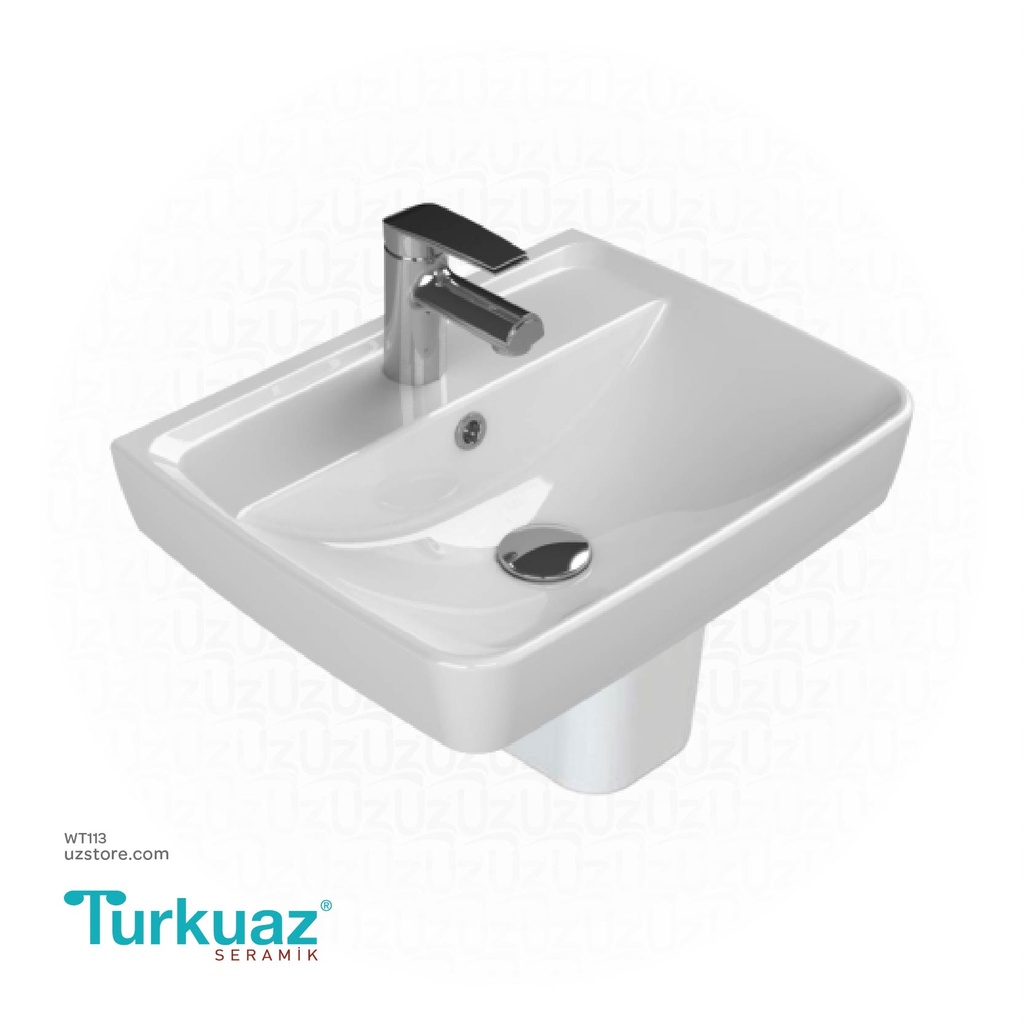 Turkuaz CeraStyle Duru Wash Basin with Half Pedestal 035000