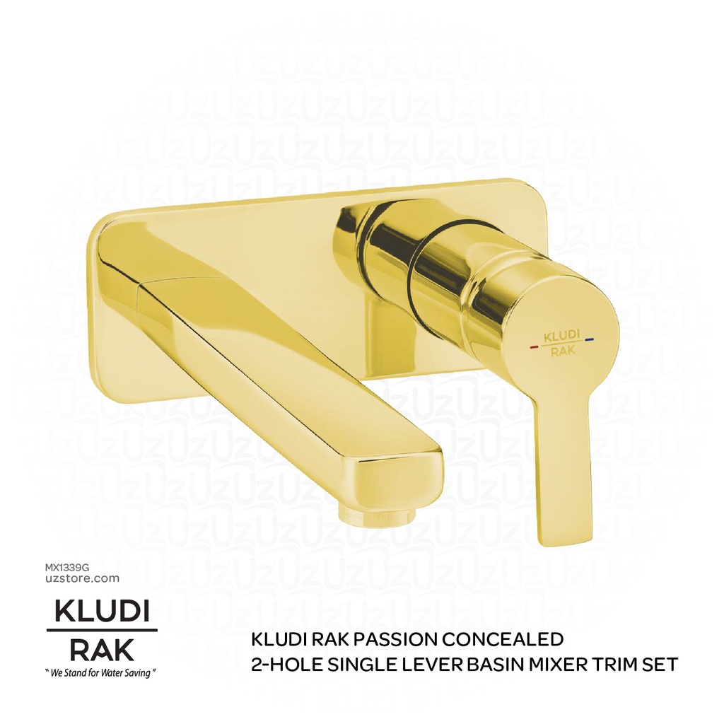 KLUDI RAK Passion Concealed 2-Hole Single Lever Single Basin Mixer Trim Set,
 Gold RAK13024.GD1