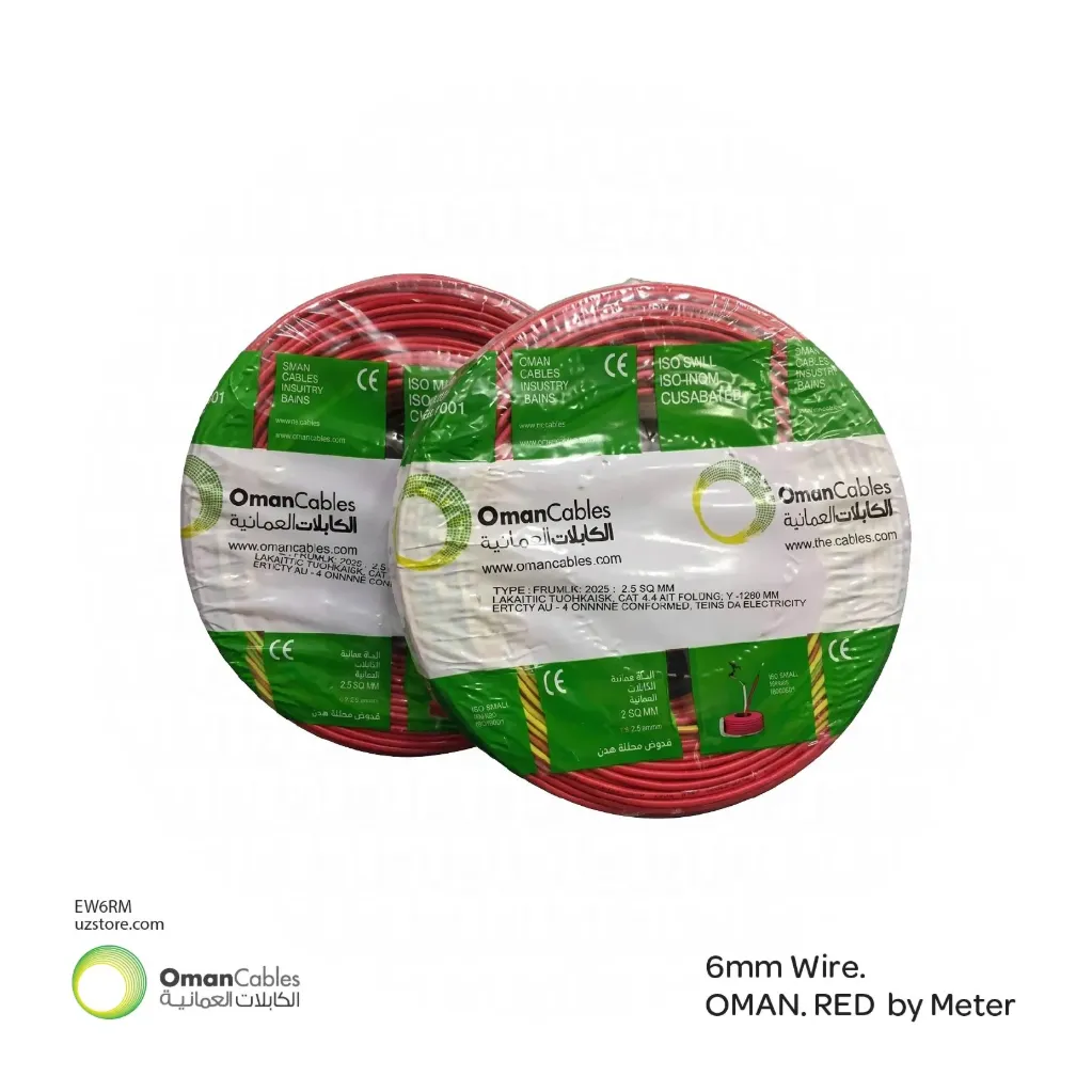 N.S 6mm Wire. OMAN. RED by Meter