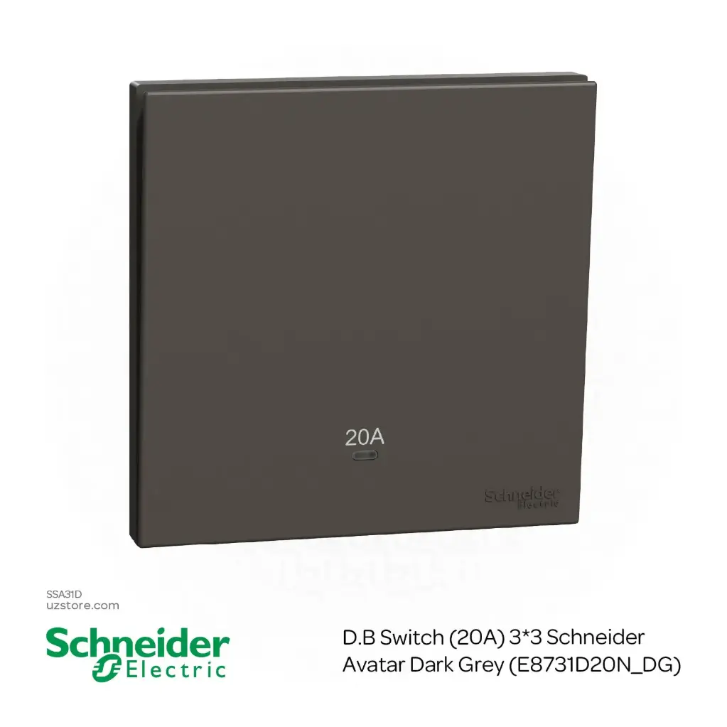 D.B Switch (20A) 3*3 Schneider Avatar Dark Grey
