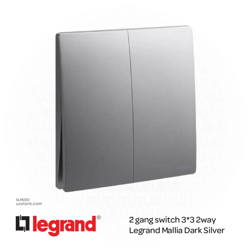 2 gang switch 3*3 2way Legrand Mallia Dark Silver
