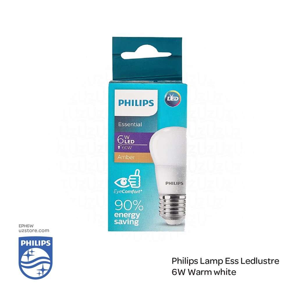 PHILIPS Lamp Bulb ESS LED Lustre E27 827 P45Ndfr 6W , 2700K Warm White 