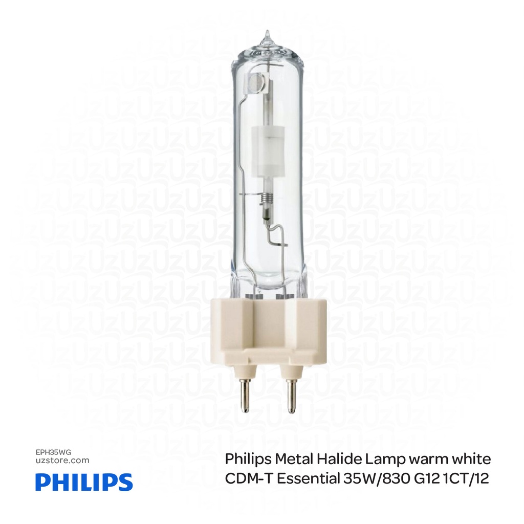 Philips Metal Halide Lamp warm white CDM-T Essential 35W/830 G12 1CT/12