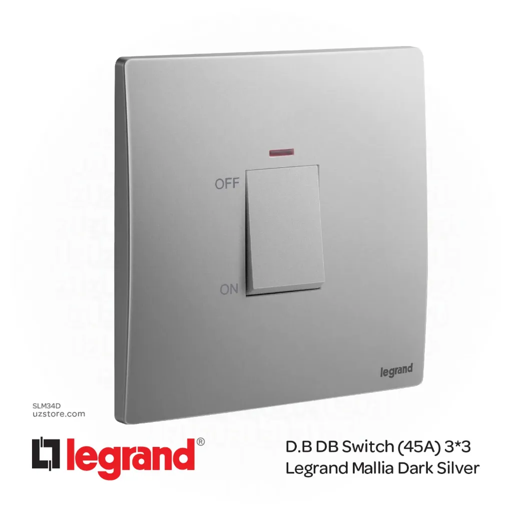 D.B DB Switch (45A) 3*3 Legrand Mallia Dark Silver