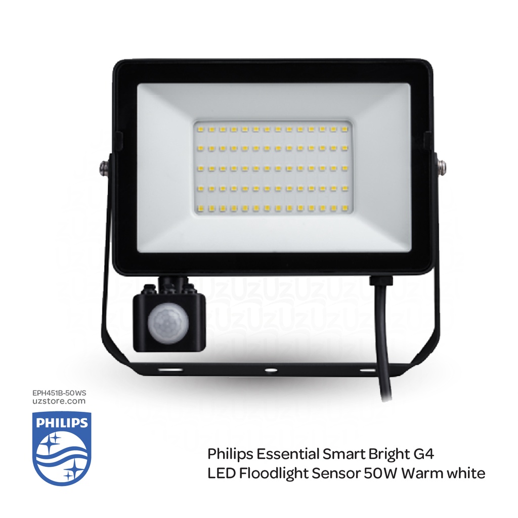 PHILIPS Essential Smart Bright LED Flood Light Sensor G4 LED45/WW MDU BVP150 50W , 3000K Warm White 
