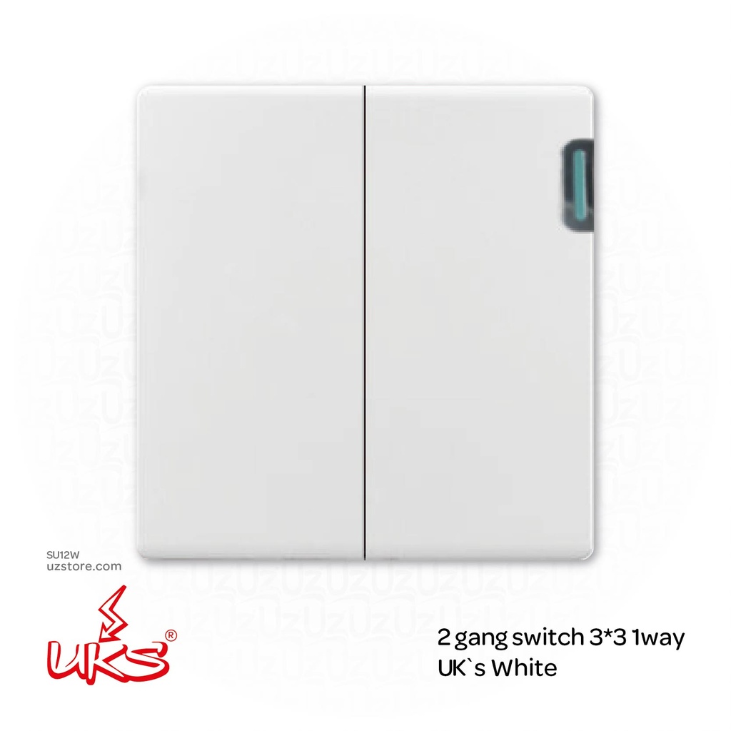 2 gang switch 3*3 1way UK`s White