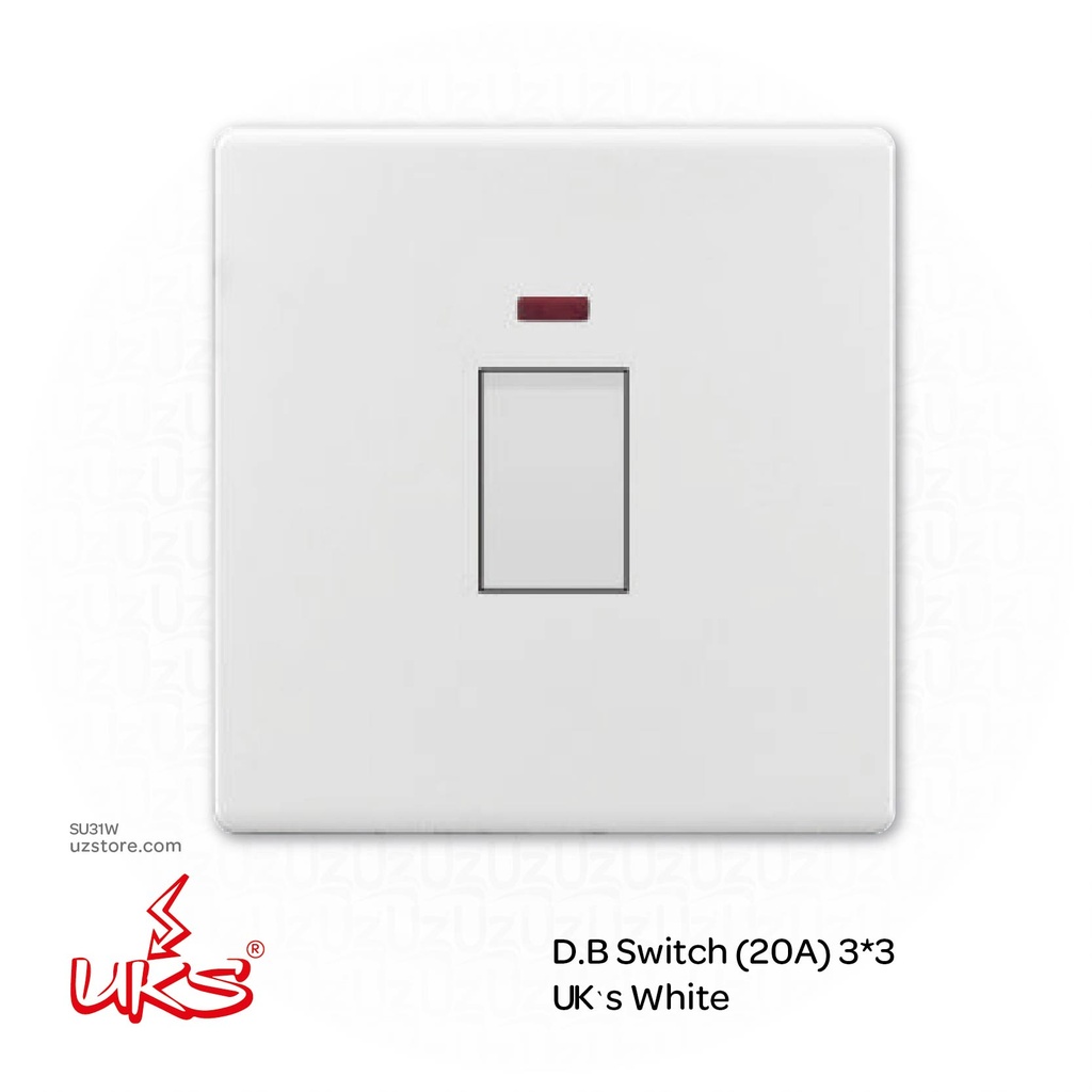 [SU31W] D.B Switch (20A) 3*3 UK`s White (V1531)