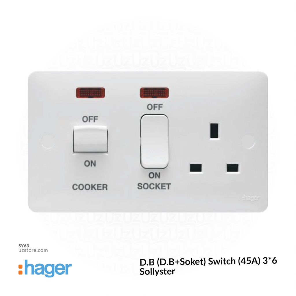 D.B (D.B+Soket) Switch (45A) 3*6 Hager(Sollyster)