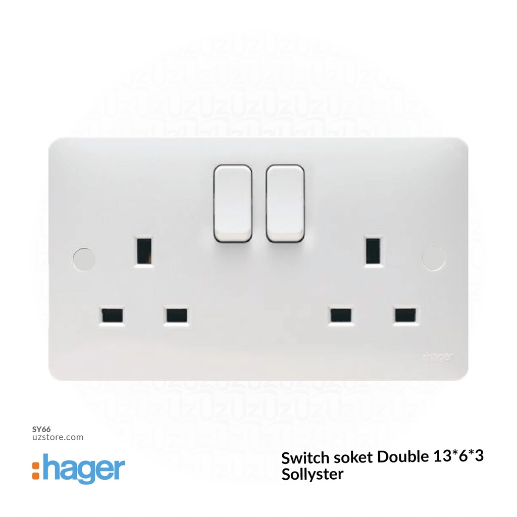 سويك ساكت دبل 13A 3*6 BG Nexus Hager(Sollyster)