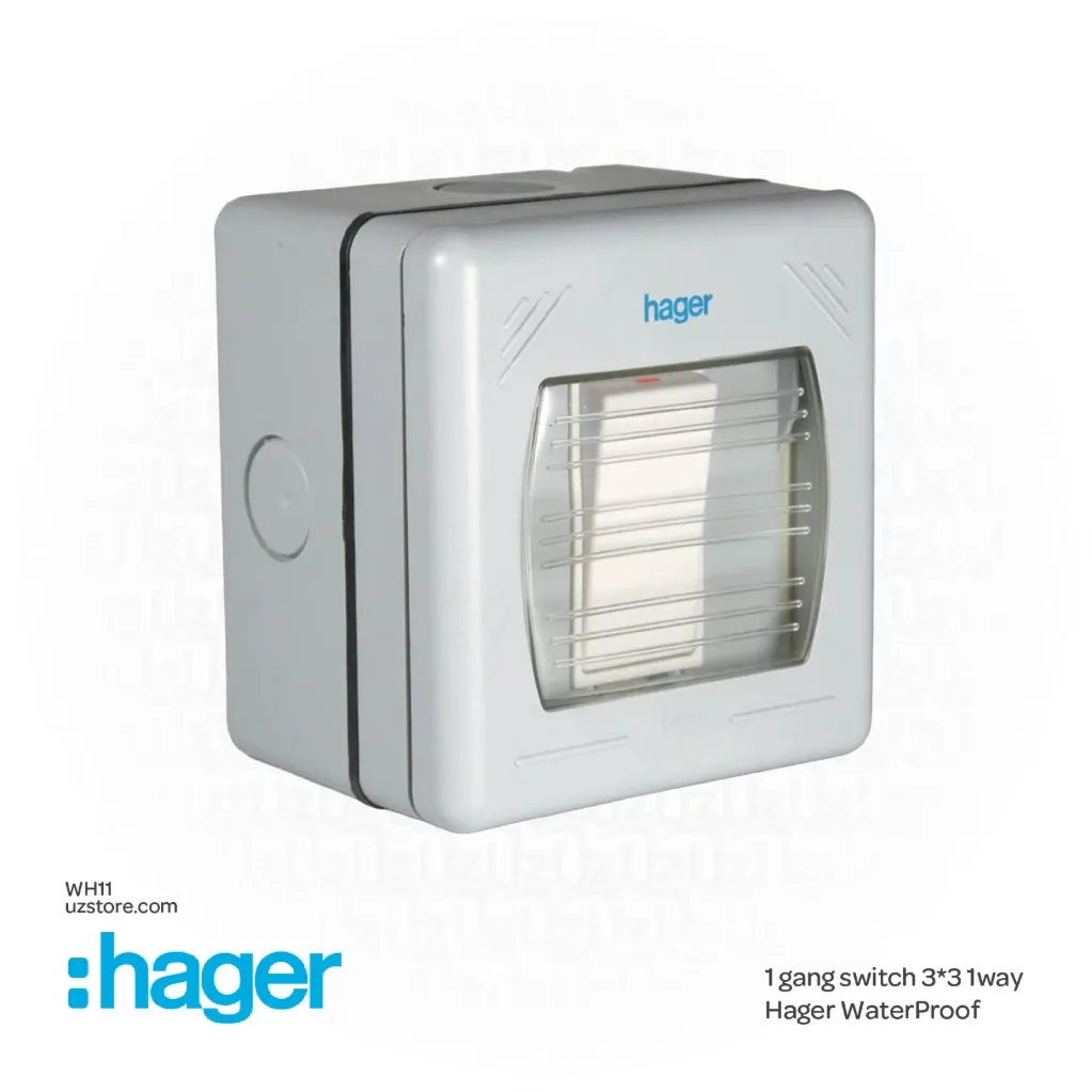 1 gang switch 3*3 1way Hager WaterProof