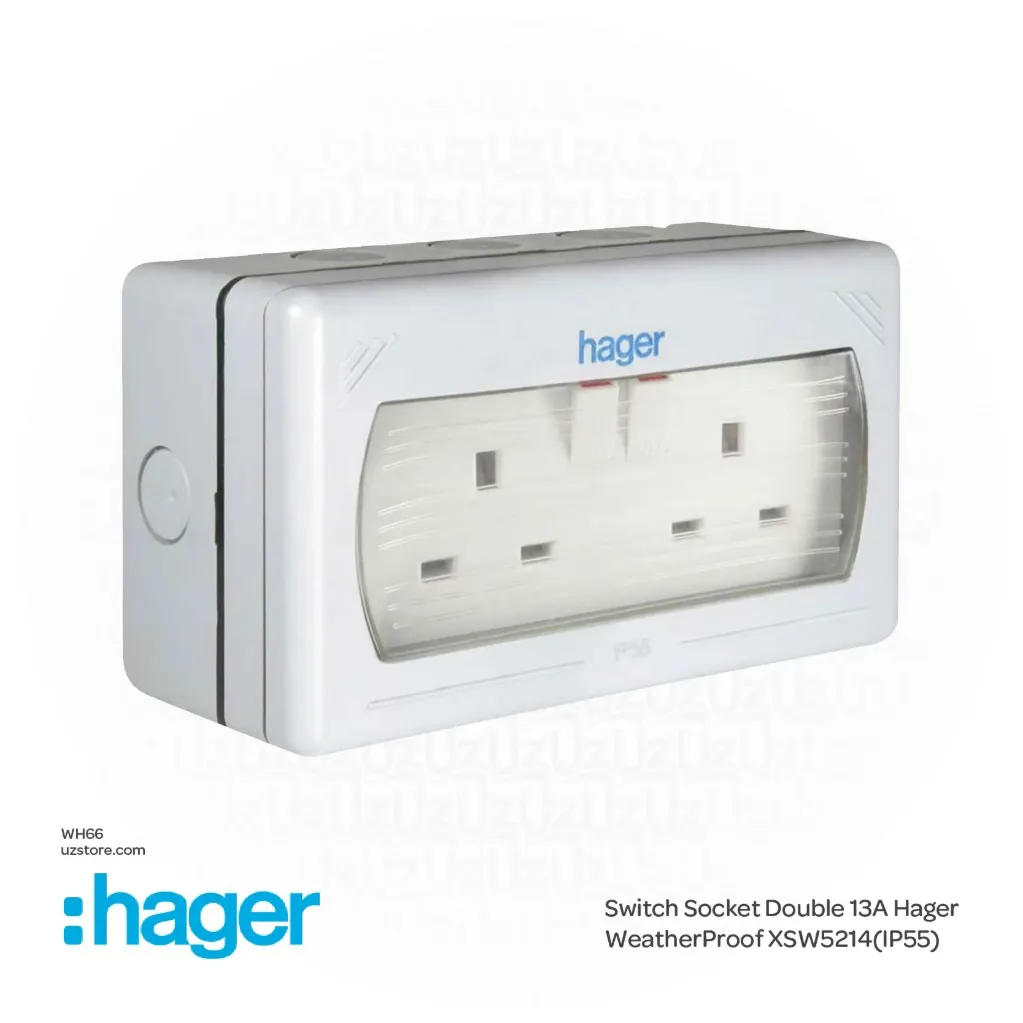 سويك ساكت دبل 13A 3*6 Hager WeatherProof (IP55)