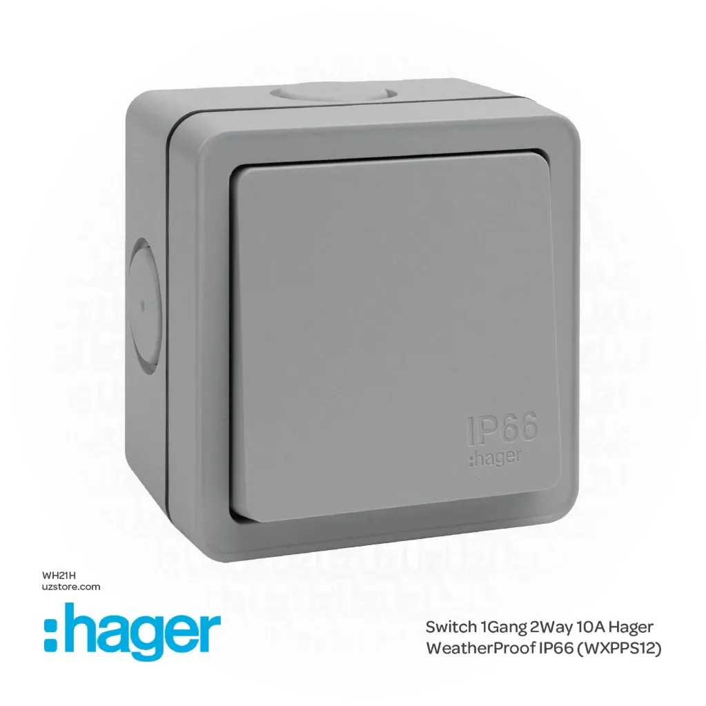 Switch 1Gang 2Way 10A Hager WeatherProof IP66 (WXPPS12)