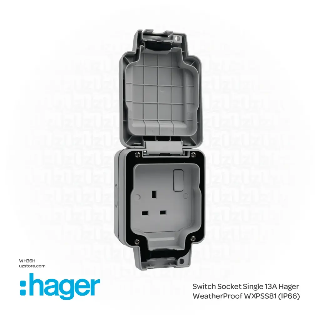[WH36H] Switch Socket Single 13A Hager WeatherProof WXPSS81 (IP66)