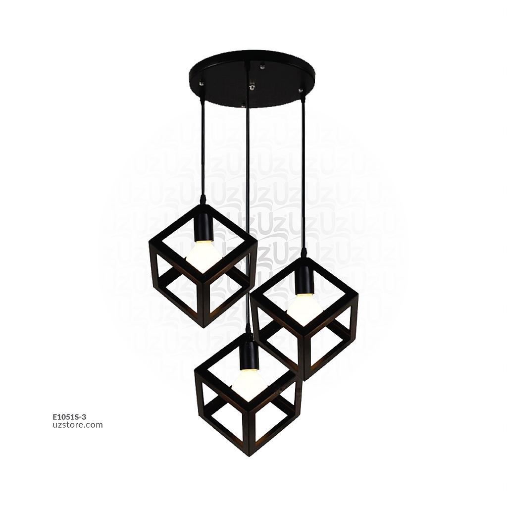 Black Cube Triple Pendant Light 7767/3