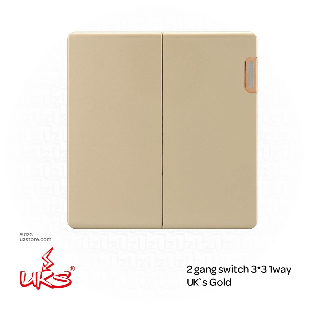 2 gang switch 3*3 1way UK`s Gold