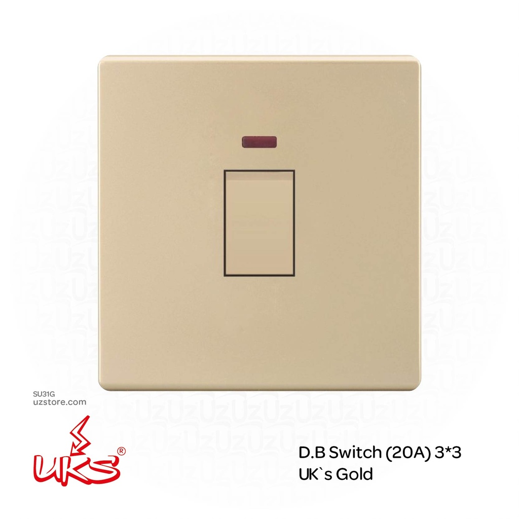 [SU31G] D.B Switch (20A) 3*3 UK`s Gold (GDV1531)