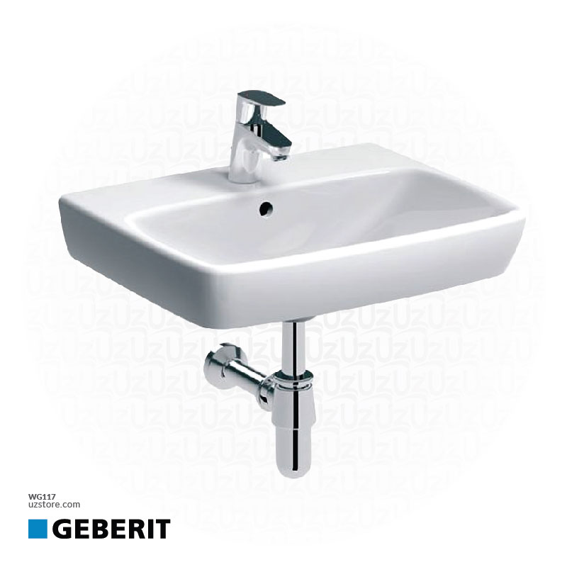 Geberit Abalona square wash basin 60cm + half pedestal white GB-500.300.01.1+GB-500.328.01.1