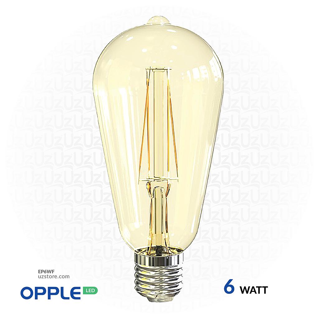 OPPLE LED Filament Lamp E27 6W , 3000K Warm White 