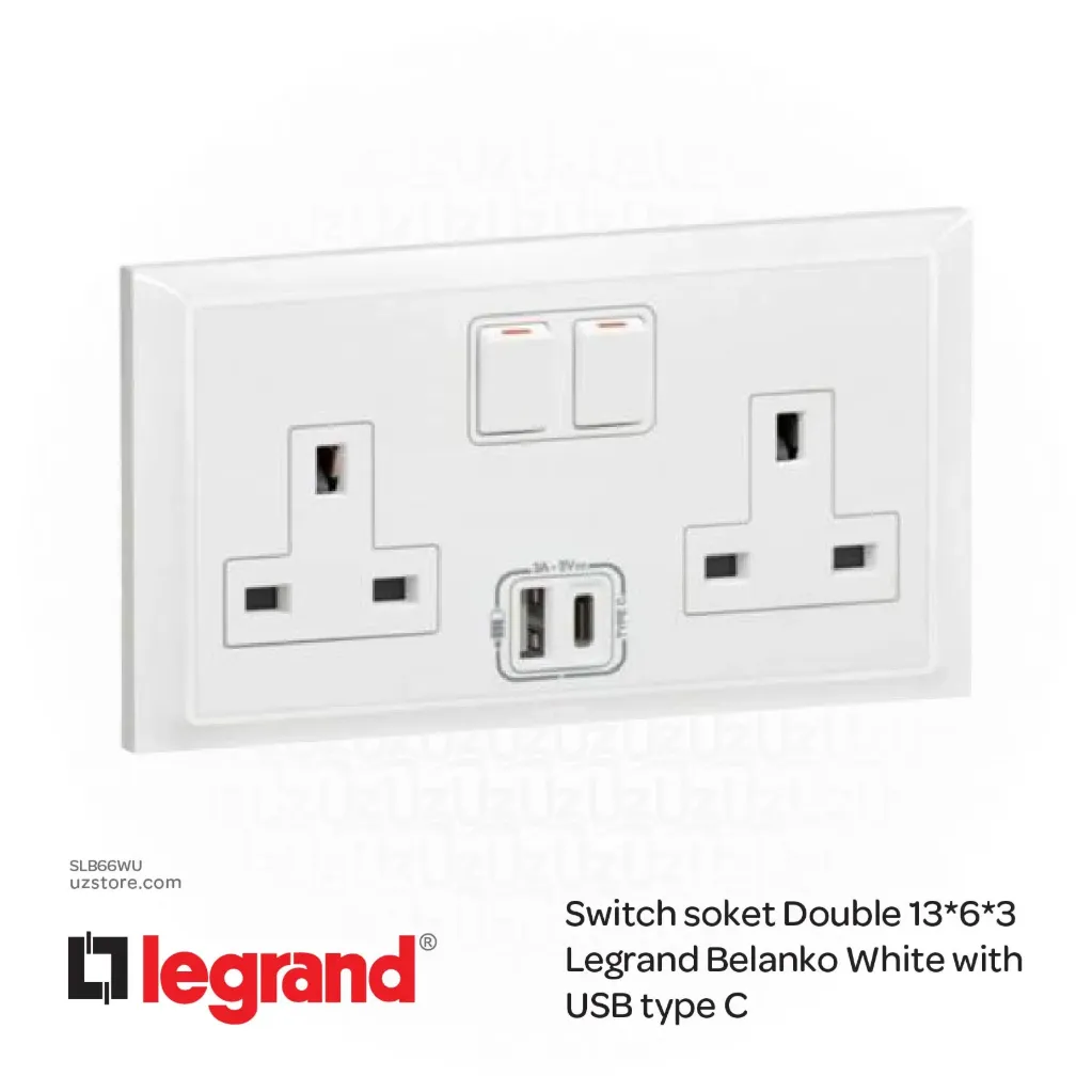 Switch soket Double 13*6*3 Legrand Belanko White with USB type C