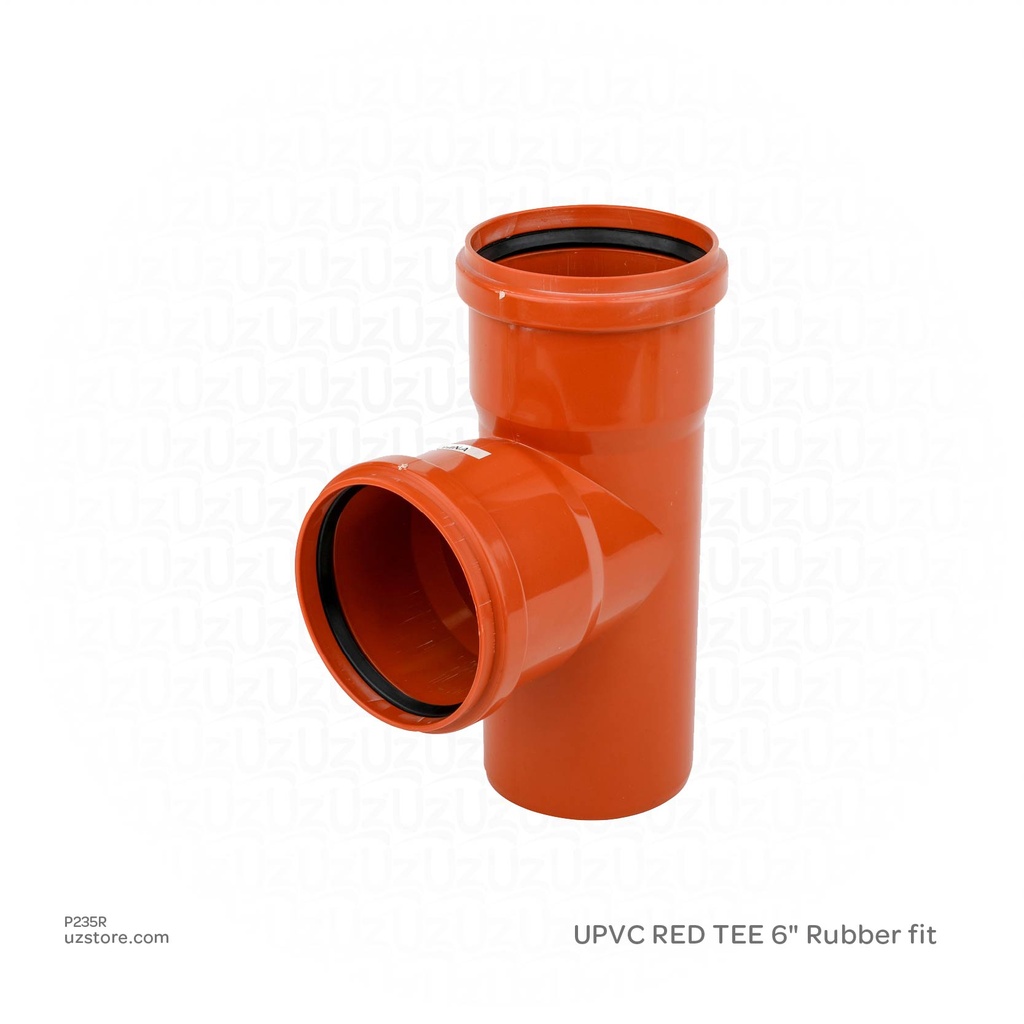 UPVC RED TEE 6" Rubber fit