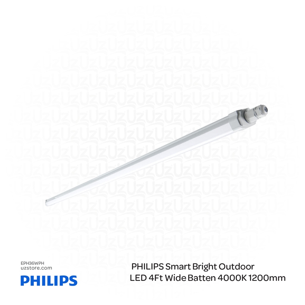 PHILIPS Smart Bright Outdoor LED 4Ft Wide Batten 220-240V IP65 1200mm WT068C NW LED36 L1200 PSU , 4000K Cool White/ Natural White 911401881780