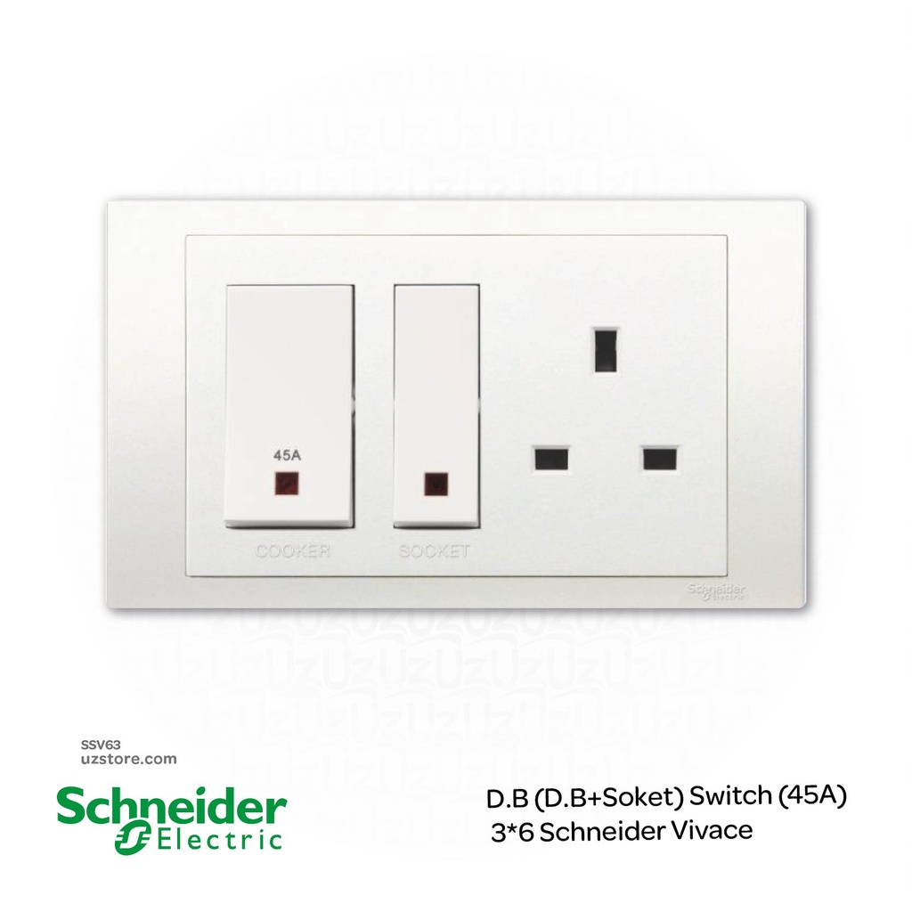D.B (D.B+Socket) Switch (45A) 3*6 Schneider Vivace