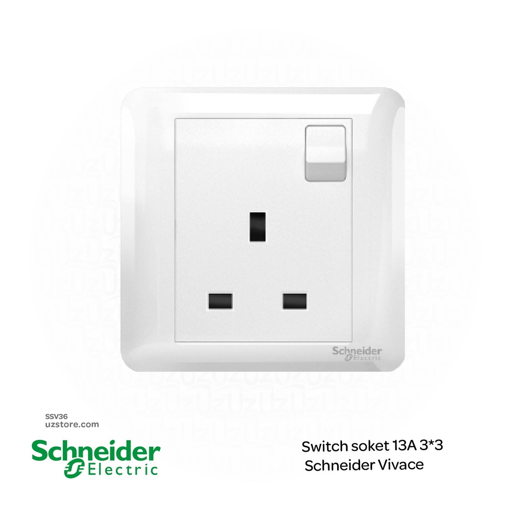 Switch socket 13A 3*3 Schneider Vivace