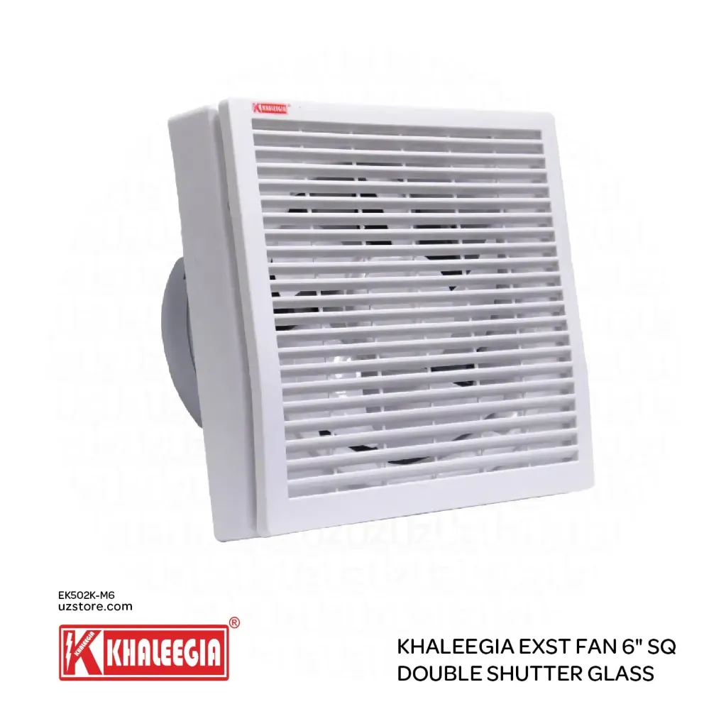 KHALEEGIA EXST FAN 6" SQ DOUBLE SHUTTER GLASS K-M6
