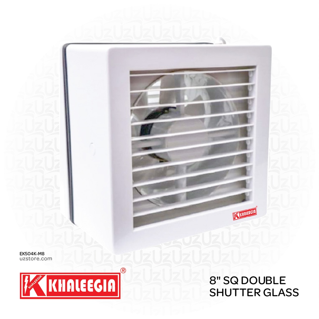 KHALEEGIA EXST FAN 8" SQ DOUBLE SHUTTER GLASS K-M8