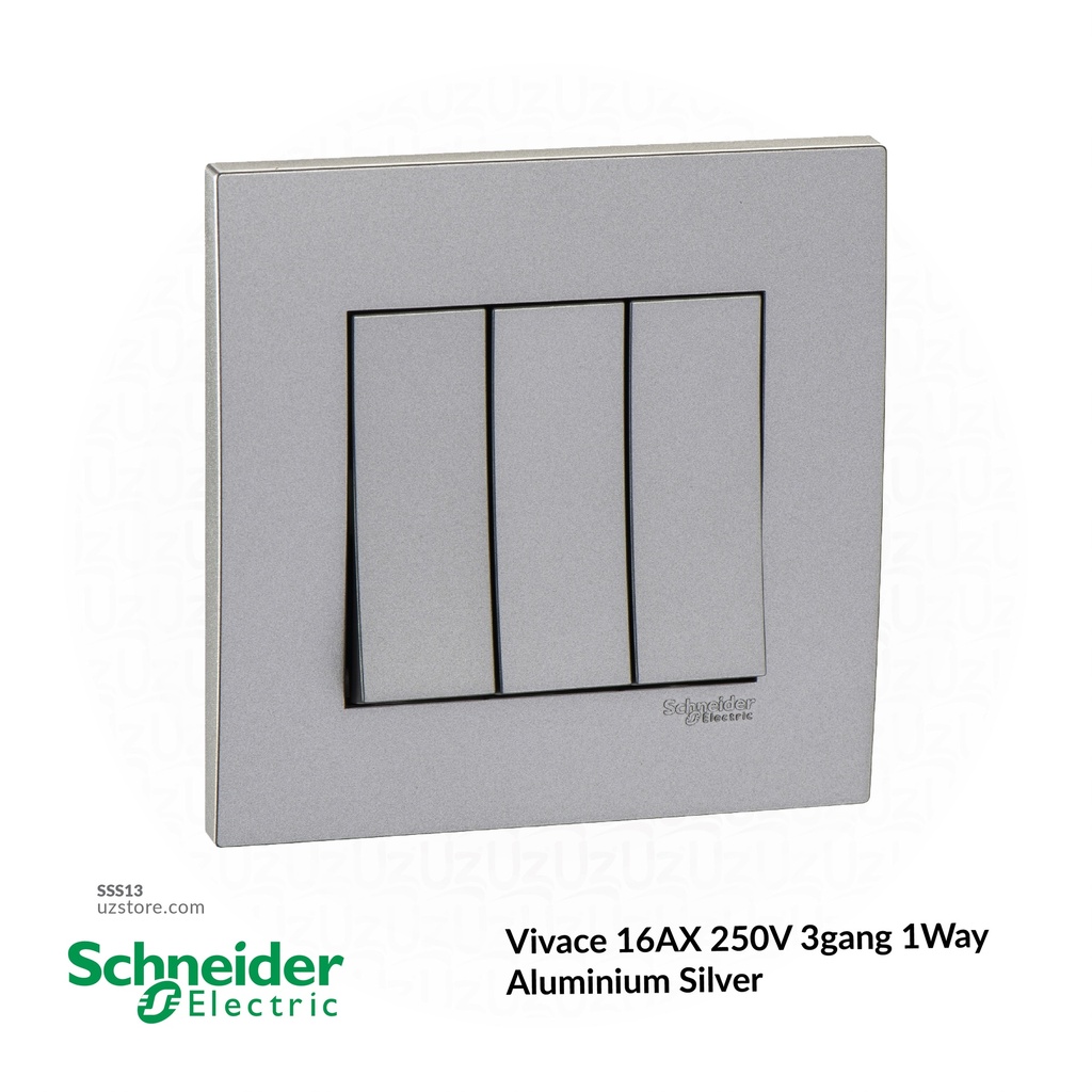 3 gang switch 3*3 1way Schneider Alu. Sliver