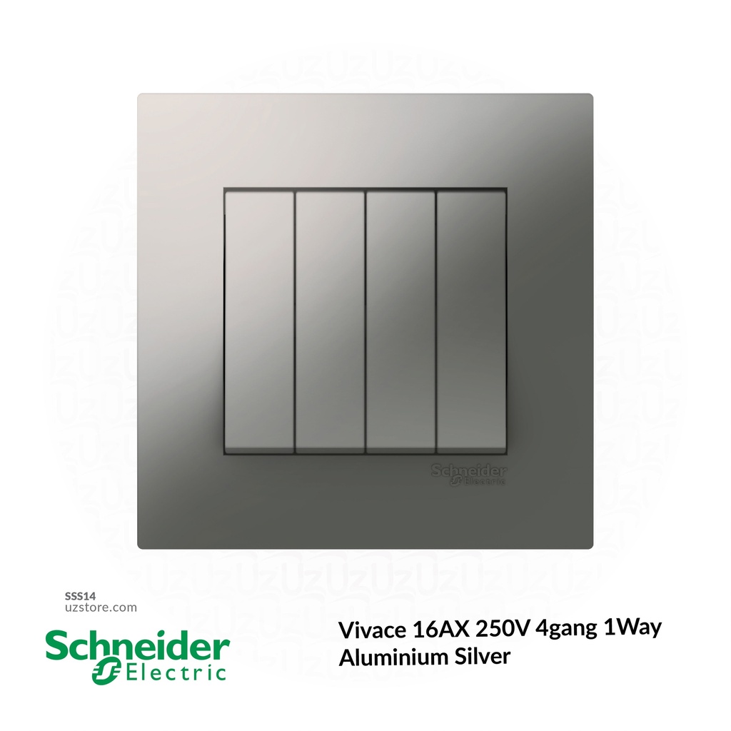 4 gang switch 3*3 1way Schneider Alu. Sliver