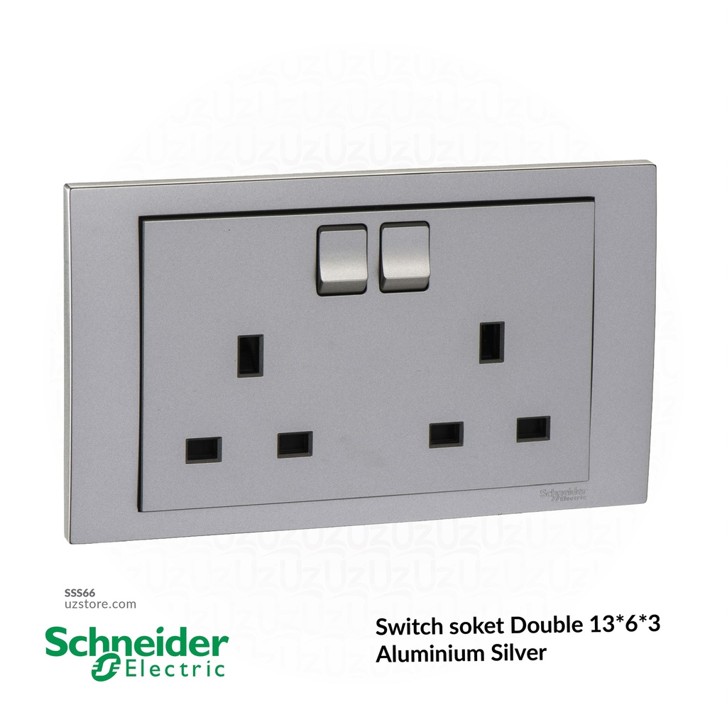 Switch socket Double 13*6*3 Schneider Alu. Sliver