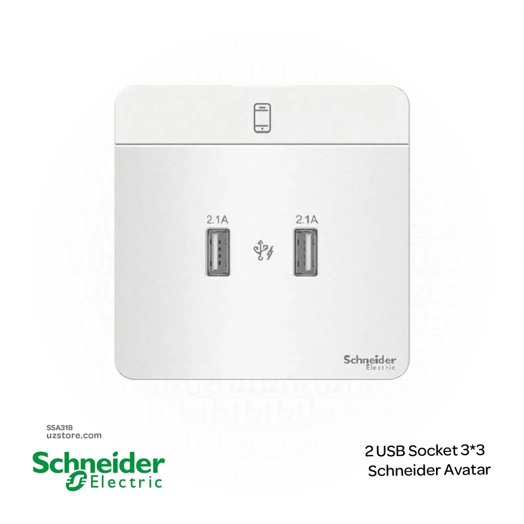 2 USB Socket 3*3 Schneider Avatar