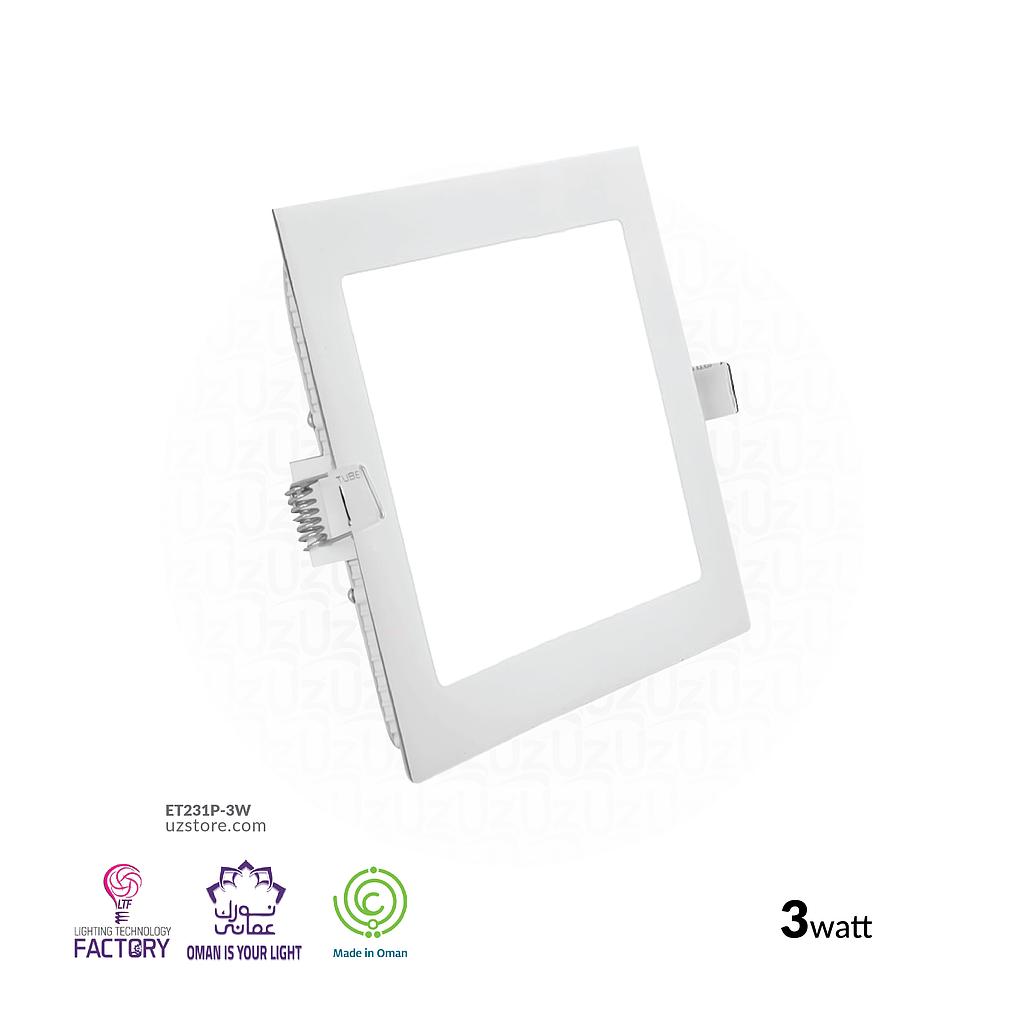 LTF 3W Square Panel light Sigma Warm white