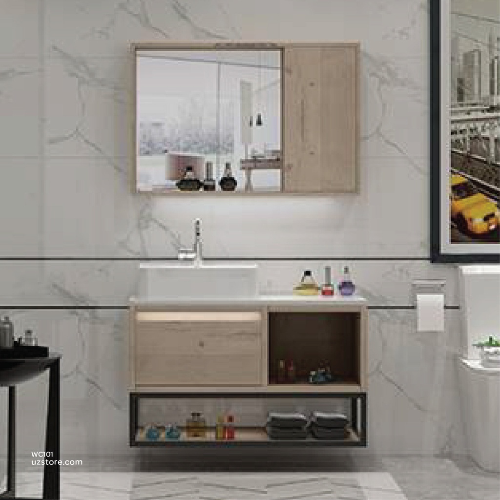 Wash Basin With Cabinet &Mirror with shelf KZA-2022090 90*50*75 CM