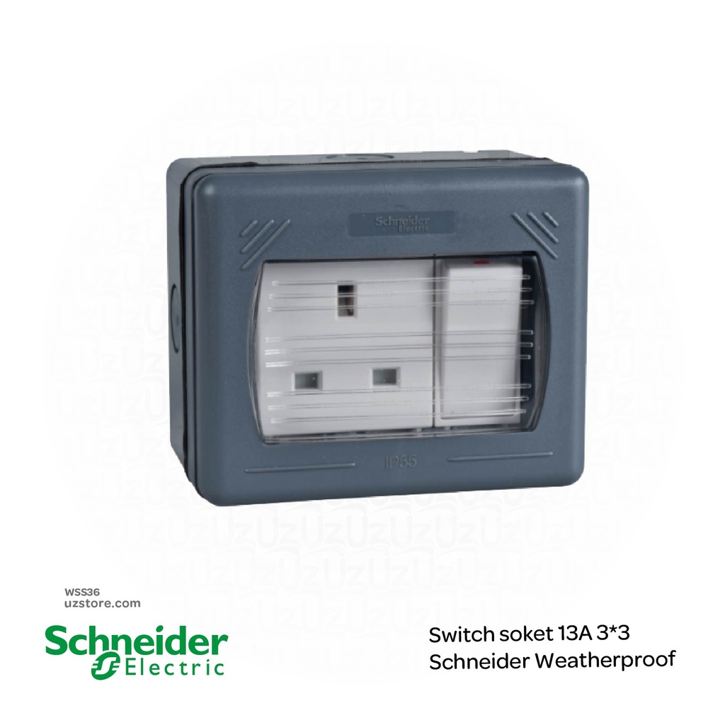 Switch soket 13A 3*3 Schneider Weatherproof