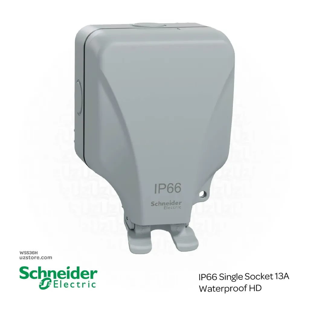 شنيدر مأخذ كهربائي واحد مقاوم للماء IP66 13A عالي الوضوح (MURWP3010N_GY)