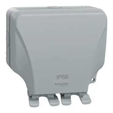 [WSS66H] Schneider IP66 Double Socket 13A Weatherproof HD (MURWP3020N_GY )