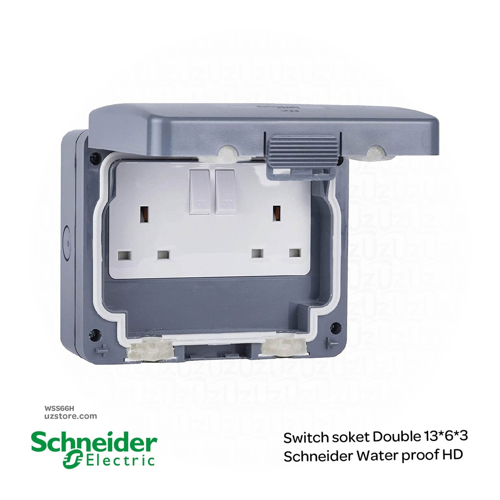 Switch Socket Double 13A Schneider Weatherproof IP66 HD