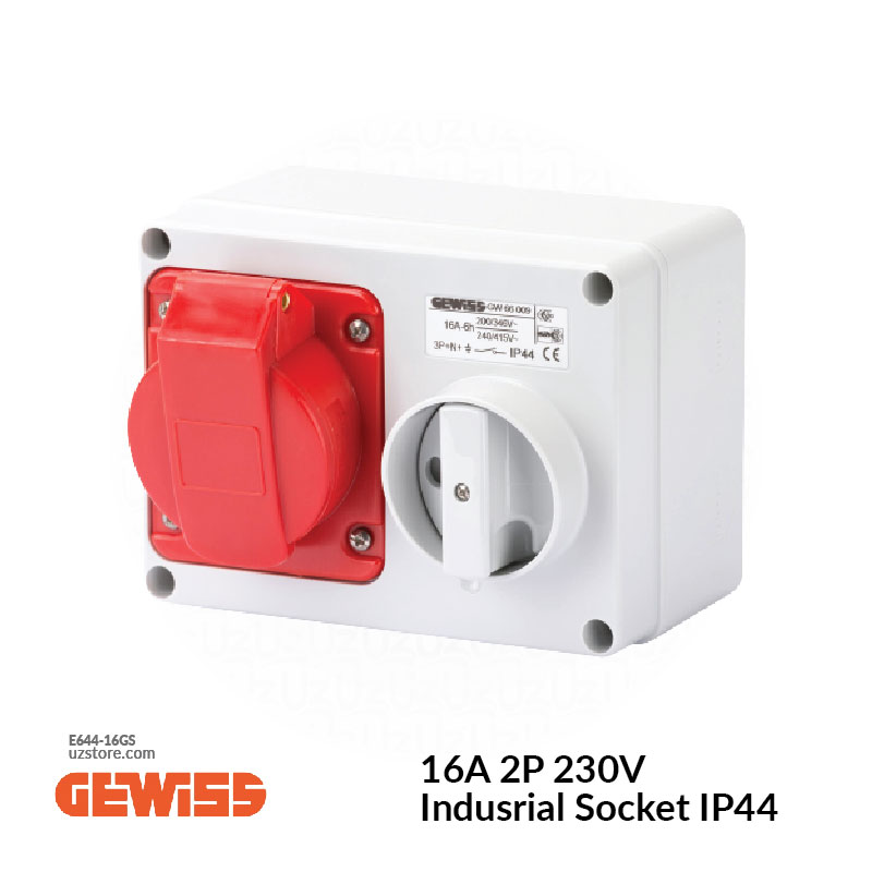 GEWISS Interlocked Socket Horizontal 16A 3PIN IP44(GW66004)