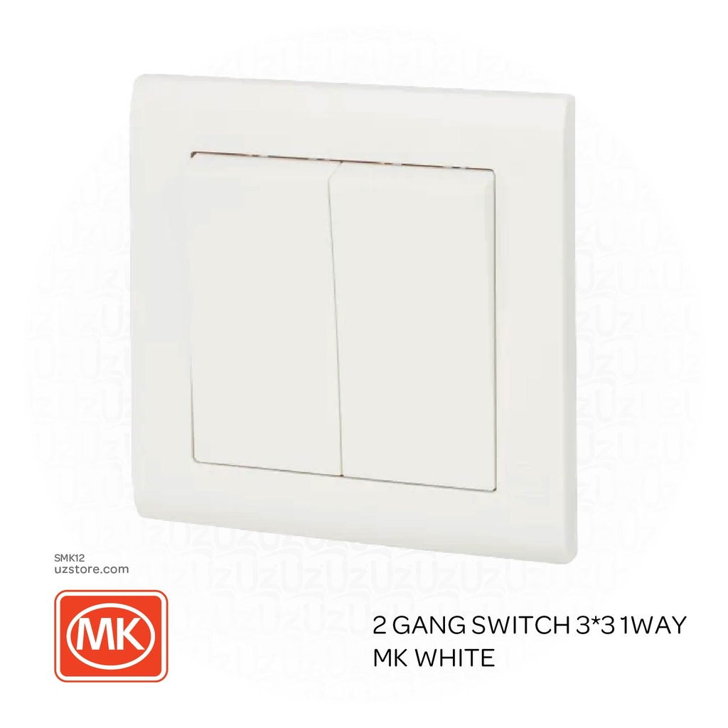 2 gang switch 3*3 1way MK White