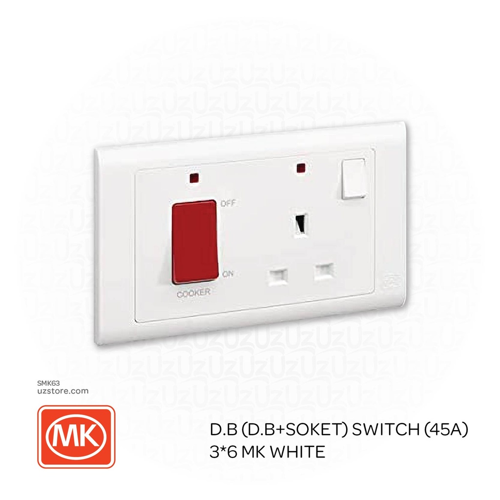 D.B (D.B+Soket) Switch (45A) 3*6 MK White