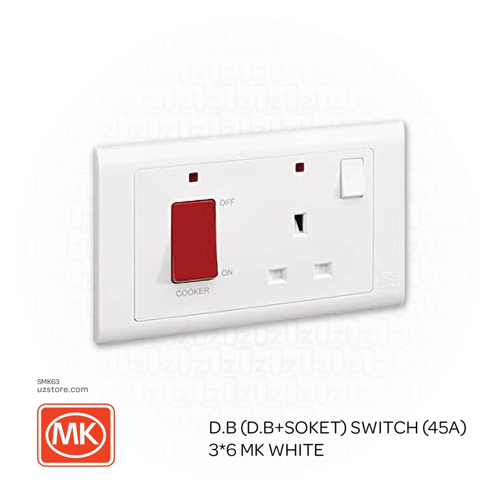 [SMK63] D.B (D.B+Soket) Switch (45A) 3*6 MK White