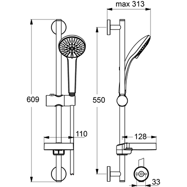 B9415AA Hand Shower Kit M3 600M Ideal Standard