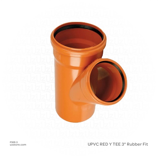 UPVC RED SKEW Y TEE 3" Rubber Fit