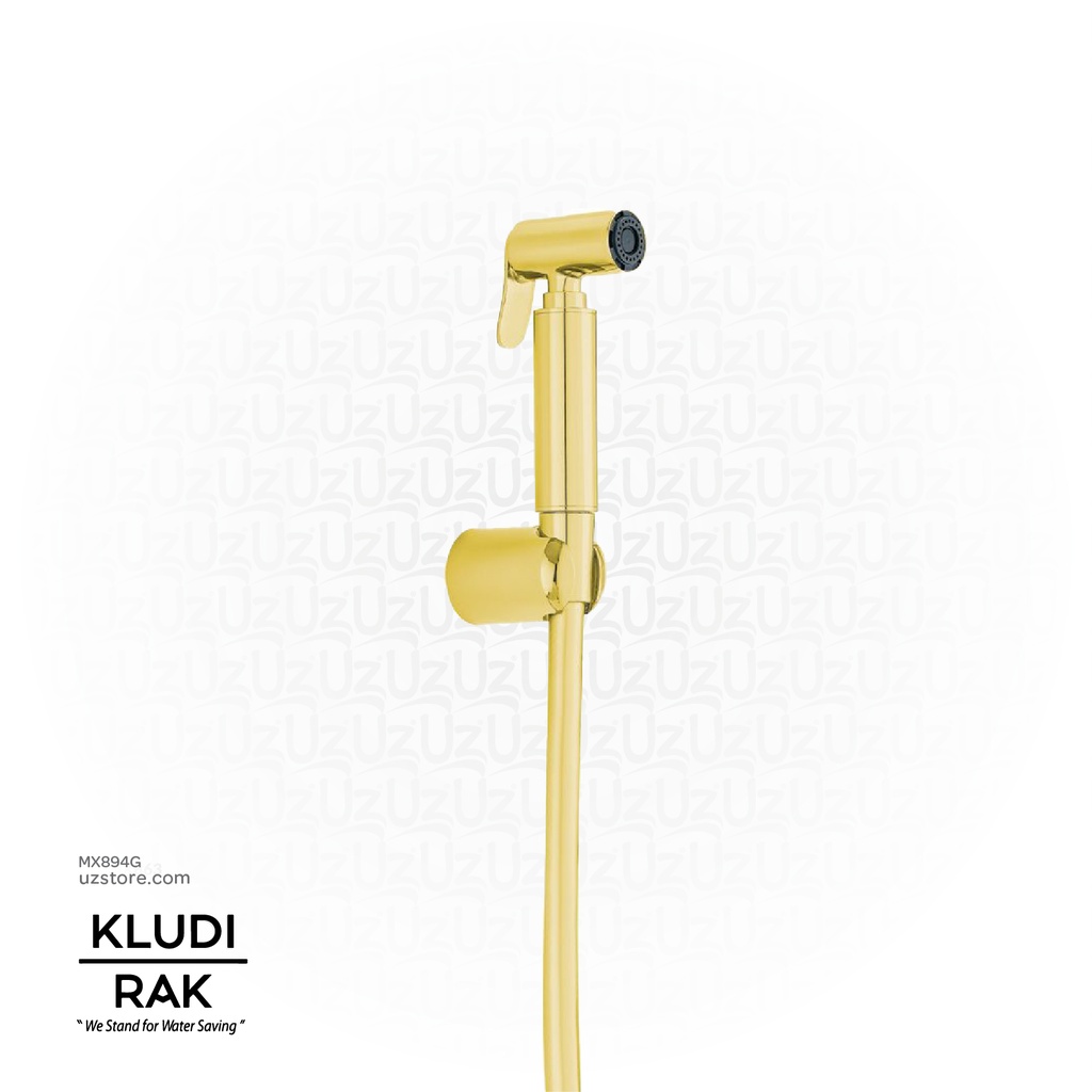 KLUDI RAK Brass Shattaf with Supreme Hose and
 Wall Bracket Gold, RAK32002.GD1