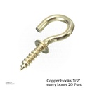 Copper Hooks 1/2&quot; every boxes 20 Pscs CT-2113